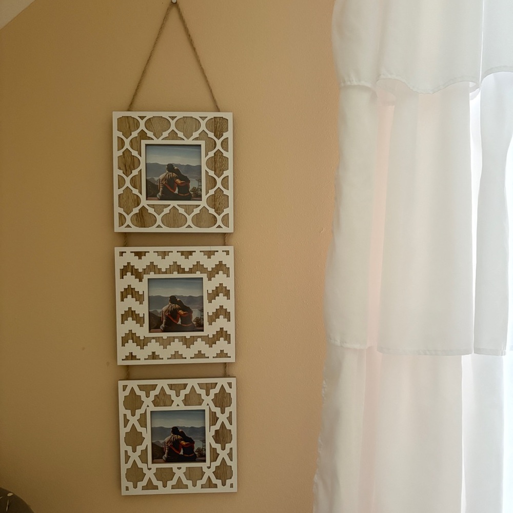 NWT🤍Moorish Damask Moroccan Ethnic Boho 3pcs Collage Picture Frames 3.5x3.5in🤍